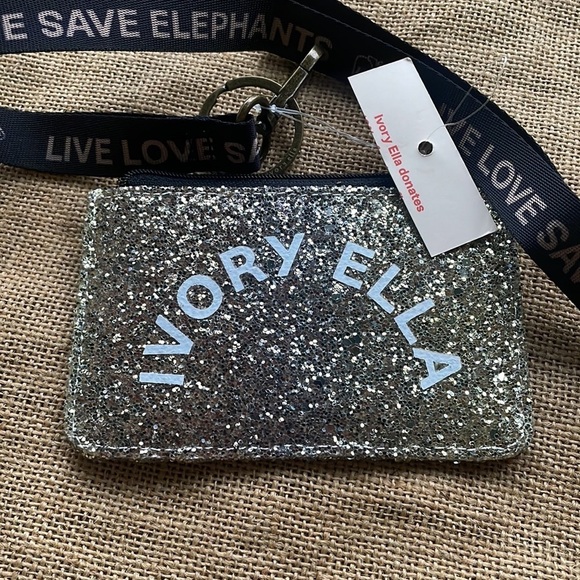 Ivory Ella Glitter Ombré Lanyard Black Gold New badge Holder Wallet Card Holder - Picture 6 of 8